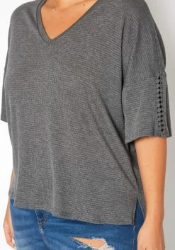 Asoph Plus Size Comfy Knit V Neck Tee Shirt -Asoph Sales Shop 2017802 108 4