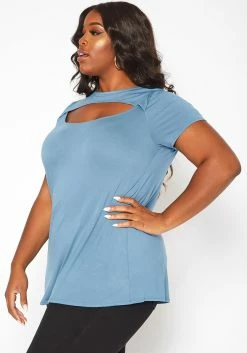 Asoph Plus Size Cut Out Front Tee Shirt -Asoph Sales Shop 2017920 003 2