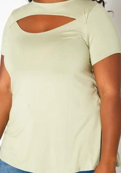 Asoph Plus Size Cut Out Front Tee Shirt -Asoph Sales Shop 2017920 151 4