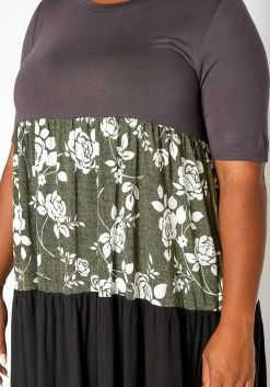 Asoph Plus Size Rose Floral Color Block Mini Dress -Asoph Sales Shop 2017928 125 4