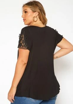 Asoph Plus Size Crochet Hem Short Sleeve Shirt -Asoph Sales Shop 2017936 001 3