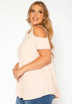 Asoph Plus Size Cross Lace Back Cold Shoulder Top -Asoph Sales Shop 2017937 119 2