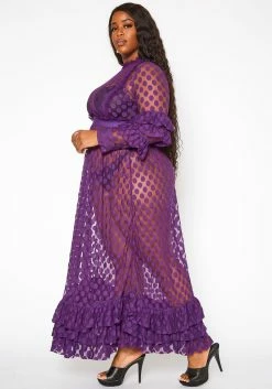 Asoph Plus Size Polka Dot Mesh Flare Maxi Dress 7 Asoph Plus Size Polka Dot Mesh Flare Maxi Dress -Asoph Sales Shop 2017938 145 2