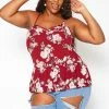 Asoph Plus Size Floral Print V Neck Cami Top