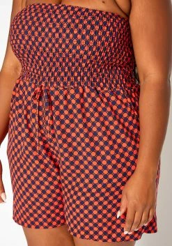 Asoph Plus Size Checker Dotted Print Tube Romper -Asoph Sales Shop 2018033 110 4