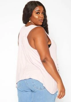 Asoph Plus Size Lace Hem V Neck Tank Top -Asoph Sales Shop 2018035 119 3