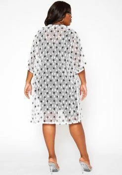 Asoph Plus Size Star Pattern Open Front Kimono Cardigan -Asoph Sales Shop 2018037 952 3