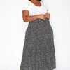 Asoph Plus Size Dainty Floral Print Maxi Flare Skirt