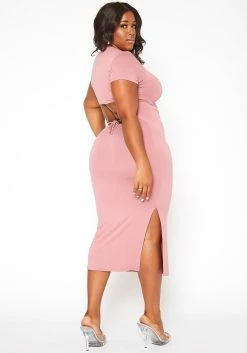 Asoph Plus Size Open Back Bodycon Midi Dress -Asoph Sales Shop 2018106 186 3