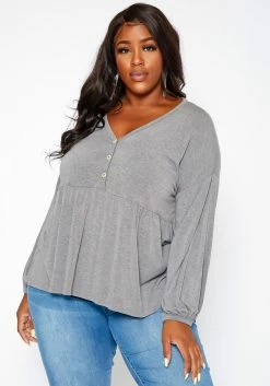Asoph Plus Size Relaxed Fit Peplum Top