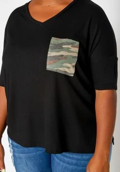 Asoph Plus Size Camo Pocket Hem T Shirt -Asoph Sales Shop 2018208 001 3