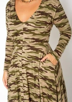 Asoph Plus Size Camo Print Fit & Flare Maxi Dress -Asoph Sales Shop 2018243 001 4