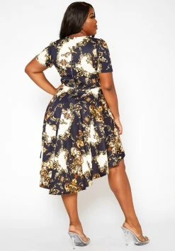 Asoph Plus Size Brocade Print High Low Flare Dress -Asoph Sales Shop 2018246 001 3