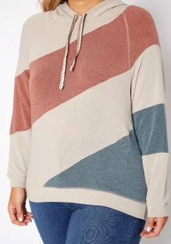 Asoph Plus Size Soft Hooded Color Splice Sweater -Asoph Sales Shop 2018259 118 4