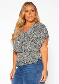 Asoph Plus Size Dainty Floral Print Smocked Blouse -Asoph Sales Shop 2018298 001 1