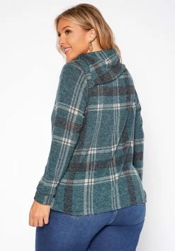 Plus Size Plaid Print Asymmetric Neck Sweater -Asoph Sales Shop 2018299 103 3