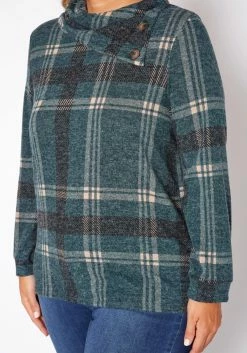 Plus Size Plaid Print Asymmetric Neck Sweater -Asoph Sales Shop 2018299 103 4