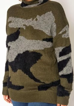 Asoph Plus Size Camo Print Funnel Neck Sweater -Asoph Sales Shop 2018354 354 4