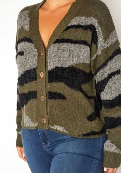 Asoph Plus Size Camo Print Fuzzy Knit Cardigan -Asoph Sales Shop 2018355 354 4
