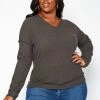 Plus Size Waffle Knit V Neck Top