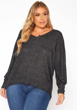 Plus Size Basic V Neck Knit Sweater