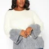 Asoph Plus Size Color Splice Fuzzy Knit Sweater