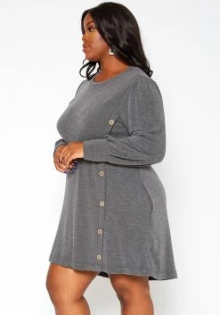 Asoph Plus Size Button Hem Flare Mini Dress 7 Asoph Plus Size Button Hem Flare Mini Dress -Asoph Sales Shop 2018424 108 2