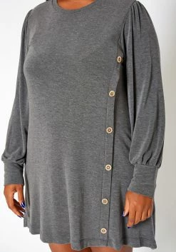 Asoph Plus Size Button Hem Flare Mini Dress 9 Asoph Plus Size Button Hem Flare Mini Dress -Asoph Sales Shop 2018424 108 4