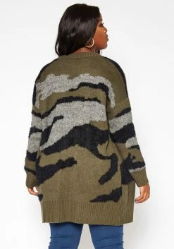 Asoph Plus Size Camo Print Knit Cardigan -Asoph Sales Shop 2018426 354 4