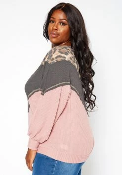 Asoph Plus Size Color Block Waffle Knit Sweater -Asoph Sales Shop 2018427 119 1