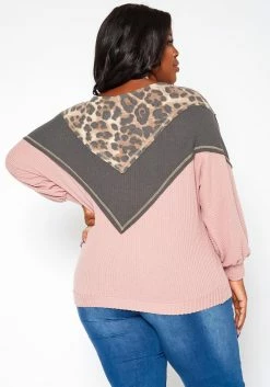 Asoph Plus Size Color Block Waffle Knit Sweater -Asoph Sales Shop 2018427 119 2