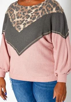 Asoph Plus Size Color Block Waffle Knit Sweater -Asoph Sales Shop 2018427 119 4
