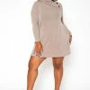 Asoph Plus Size Asymmetric Cowl Neck Mini Dress