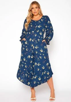 Asoph Plus Size Floral Print Flare Jumpsuit