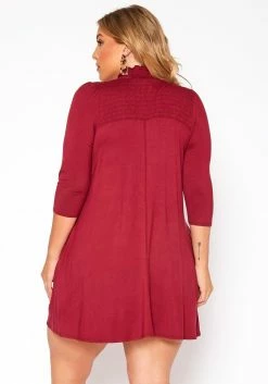 Asoph Plus Size Smocked Detail Mock Neck Mini Dress -Asoph Sales Shop 2018485 111 3