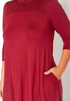 Asoph Plus Size Smocked Detail Mock Neck Mini Dress -Asoph Sales Shop 2018485 111 4