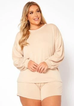 Asoph Plus Size Basic Lounge Two Piece Set