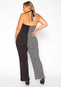 Asoph Plus Size Print Splice Halter Neck Jumpsuit -Asoph Sales Shop 2018501 172 3