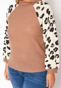 Asoph Plus Size Leopard Print Waffle Knit Sweater -Asoph Sales Shop 2018506 190 4