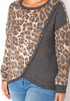 Asoph Plus Size Leopard Splice Knit Sweater -Asoph Sales Shop 2018507 361 4