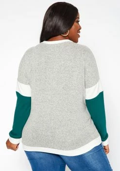 Asoph Plus Size Color Block Knit Sweater -Asoph Sales Shop 2018554 261 3
