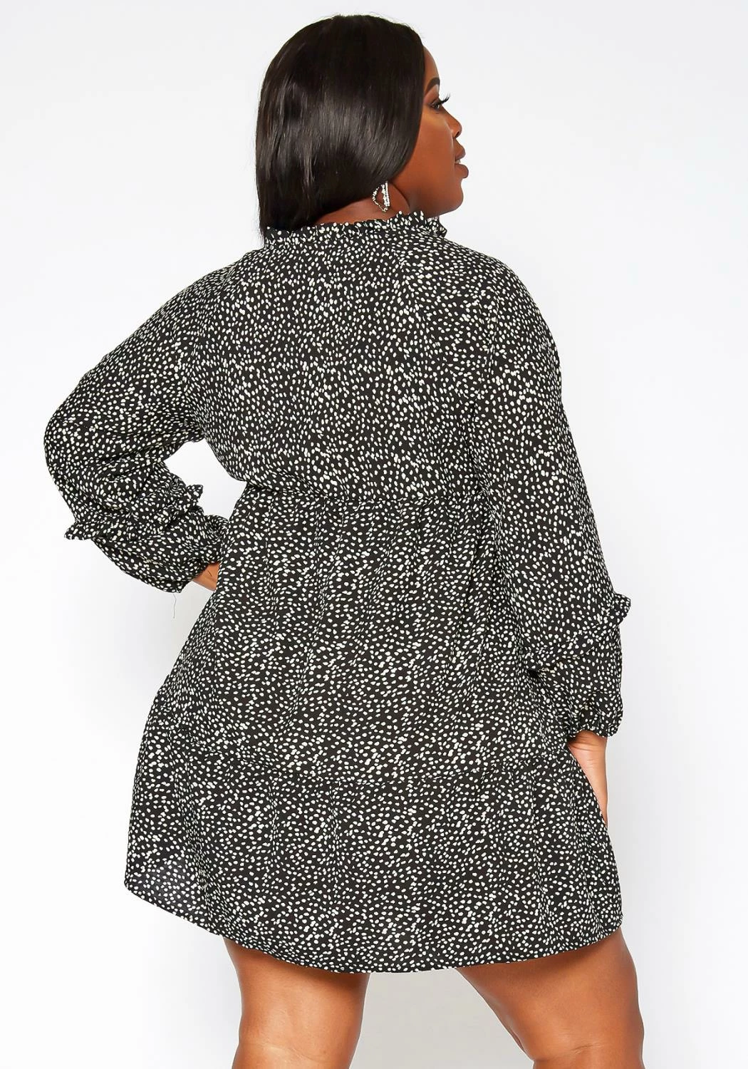 Asoph Plus Size Dotted Print Flare Mini Dress 4 Asoph Plus Size Dotted Print Flare Mini Dress - Image 4