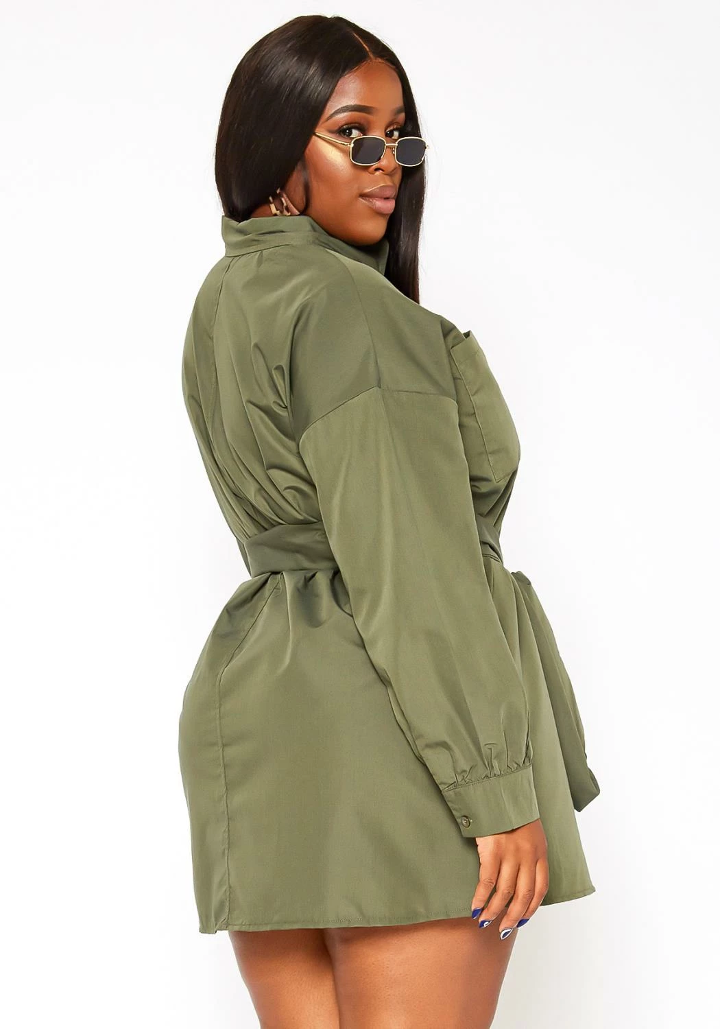 Asoph Plus Size Button Front Collar Mini Dress 4 Asoph Plus Size Button Front Collar Mini Dress - Image 4