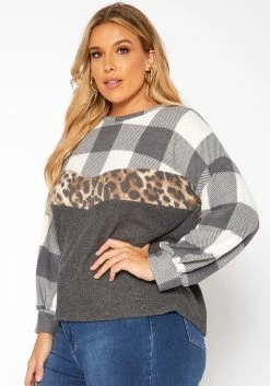 Asoph Plus Size Pattern Splice Knit Sweater -Asoph Sales Shop 2018584 107 2