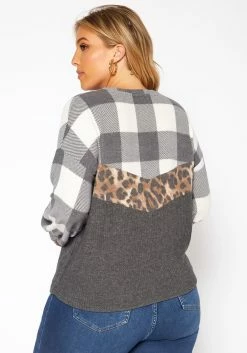 Asoph Plus Size Pattern Splice Knit Sweater -Asoph Sales Shop 2018584 107 3