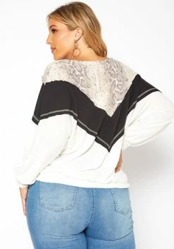 Asoph Plus Size Snakeskin Splice Knit Sweater -Asoph Sales Shop 2018587 108 3