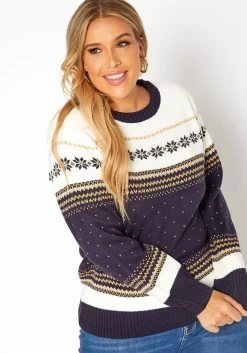 Asoph Plus Size Polka Dot Knit Sweater