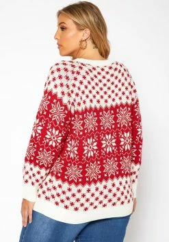 Asoph Plus Size Snow Flake Print Knit Sweater -Asoph Sales Shop 2018589 110 3