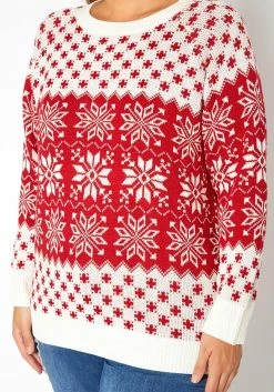 Asoph Plus Size Snow Flake Print Knit Sweater -Asoph Sales Shop 2018589 110 4