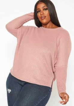 Plus Size Solid Waffle Knit Sweater